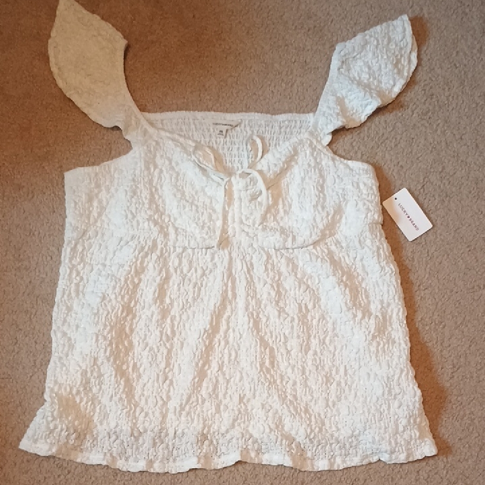Lucky Brand textured babydoll Cottage Core top Womens Size XXL NWT - Picture 2 of 8